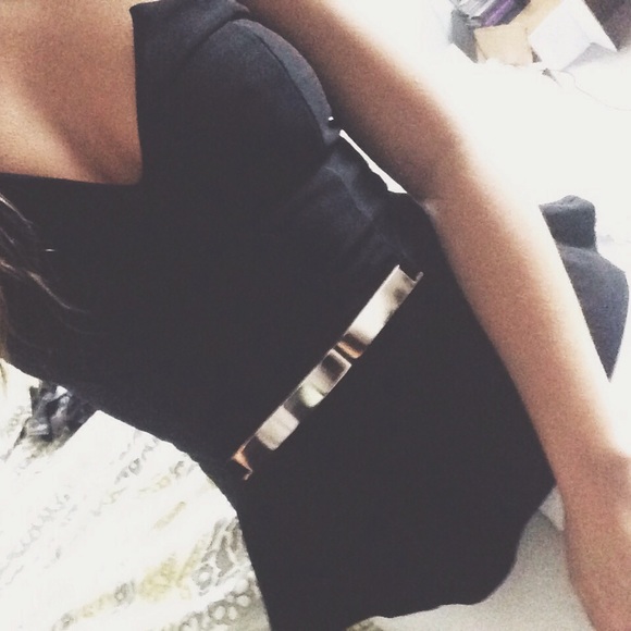 Black/Gold Peplum Top