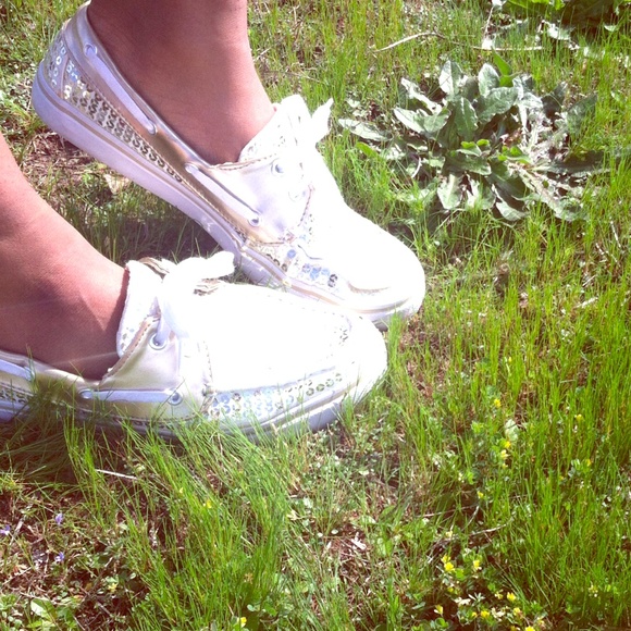 Gold Sequin Boat Shoes