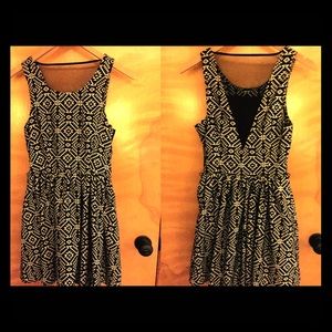 Black & white Aztec printed cocktail dress