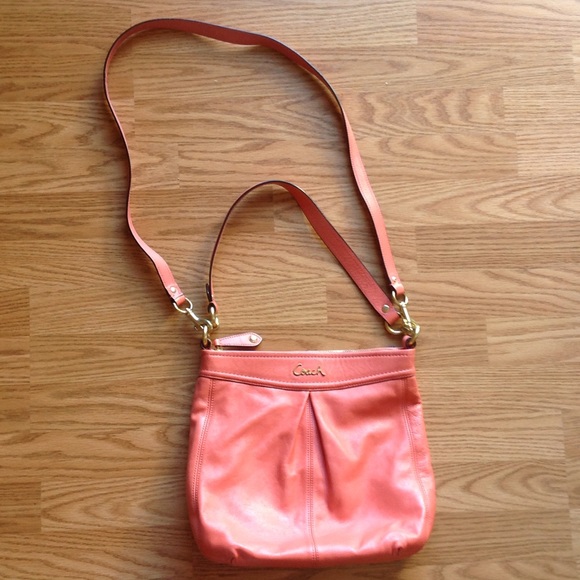 Coach Handbags - Coach Coral Pink Leather Purse/Crossbody
