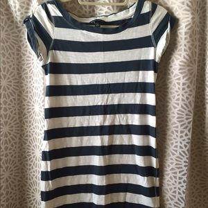 Navy blue and white cotton dress