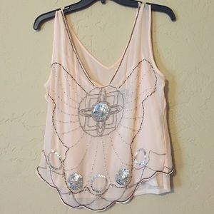 Sheer Cavalli top w beaded front.