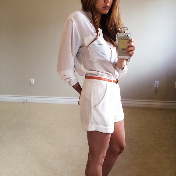 • SOLD • Belted White Polo Shorts L - Picture 4 of 4