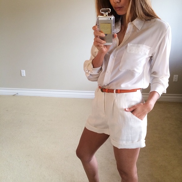 • SOLD • Belted White Polo Shorts L - Picture 3 of 4
