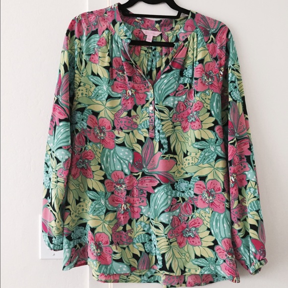 Lily Pulitzer printed silk blouse!
