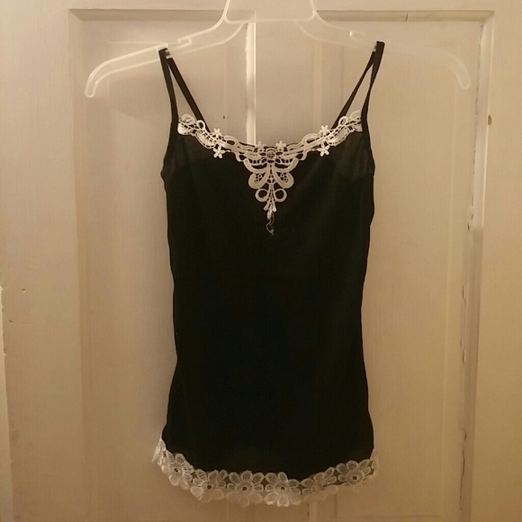 Black w white lace small cami