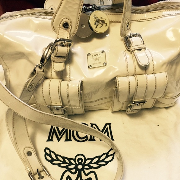Sold***MCM Large White Patent Leather Exclusive