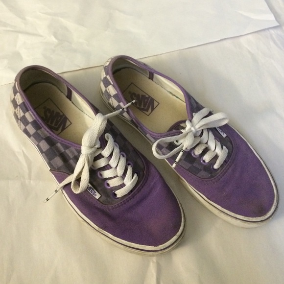 Purple checkerboard Vans