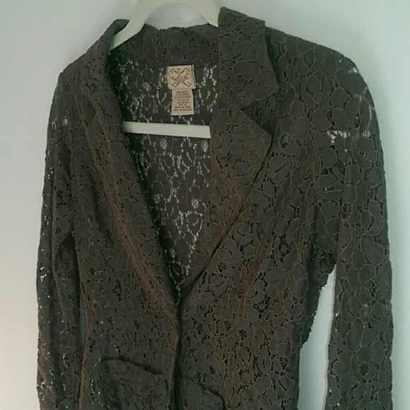 Charcoal Cut-Out Lace Blazer