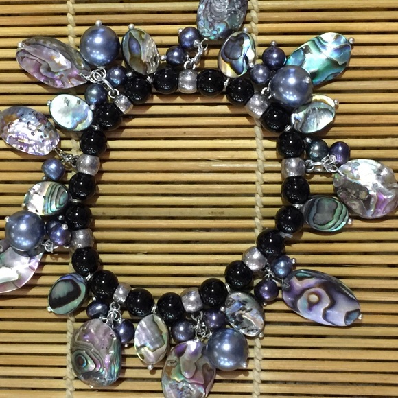 🎉2xHP🎉Pearl Onyx Abalone Shell Bracelet adjust. - Picture 2 of 2