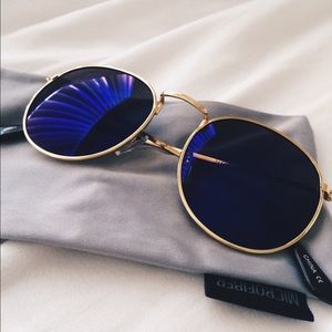 Blue gold round sunglasses