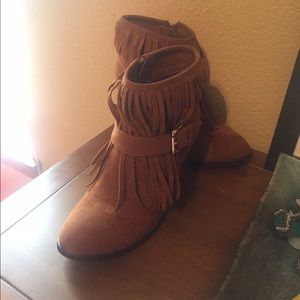 Camel Fringe Booties