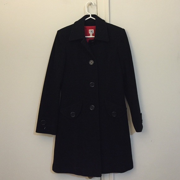 Classic Black Wool Blend Coat - Picture 2 of 4