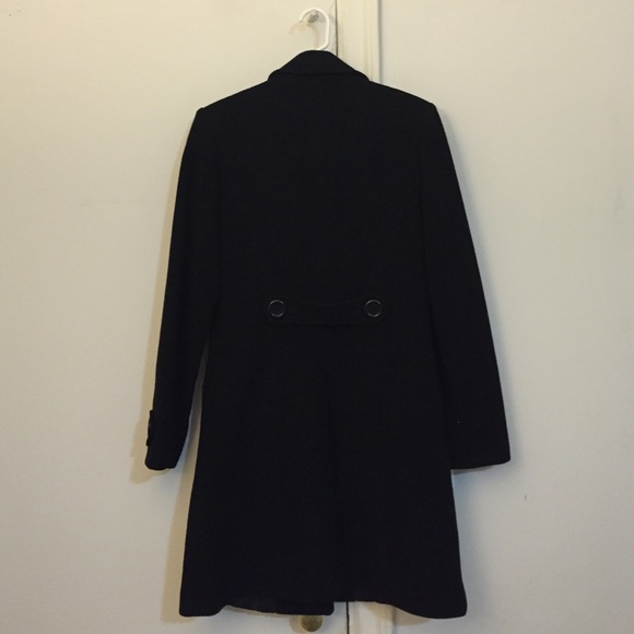Classic Black Wool Blend Coat - Picture 3 of 4
