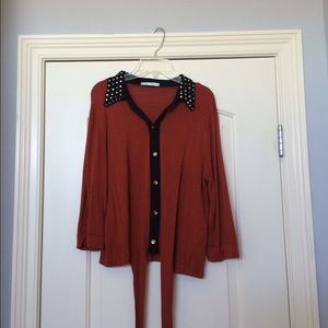 Dark orange button up blouse