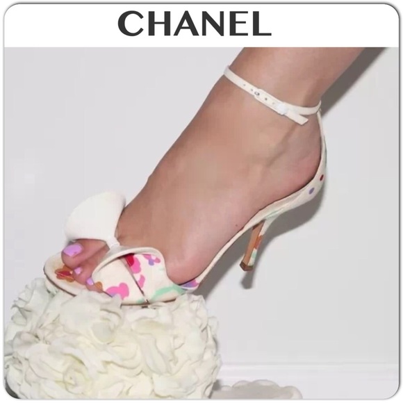 Authentic CHANEL Floral Print Heels Size 37