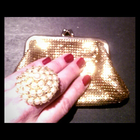 Whiting and Davis Handbags - RESERVED Whiting & Davis Vintage Gold Mesh Clutch