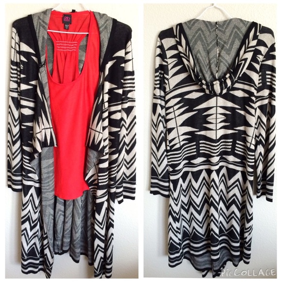 Tan/Black Hooded Cardigan