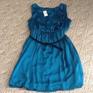 Turquoise dress with belt