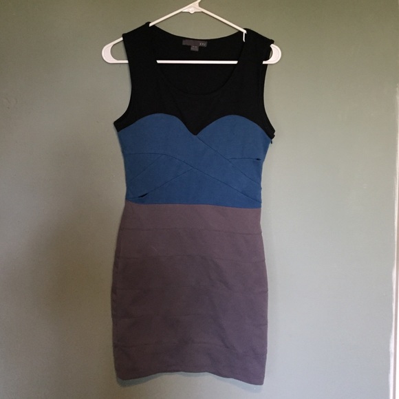 XXI Black, Blue, and Grey Tight Dress