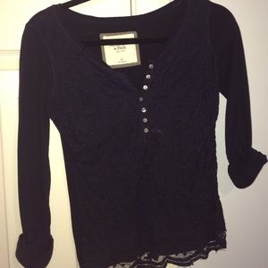 navy blue lace shirt