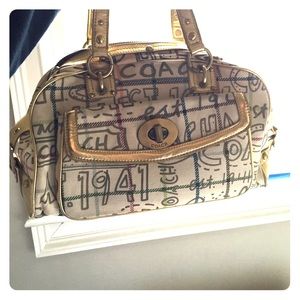 Gold & tan coach purse