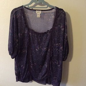 Purple floral print top