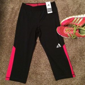 ADIDAS black/pink performance capris