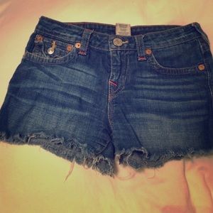 True Religion Dolly Cut Off Jean Shorts