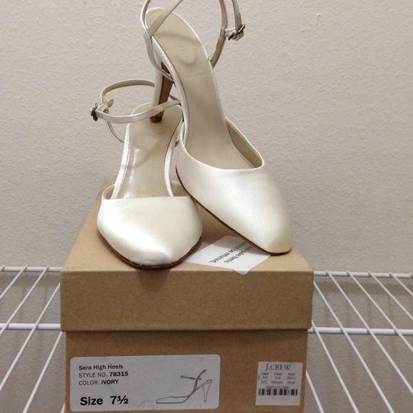 J Crew ivory satin heels