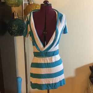 Summer beach dress blue and white stripe