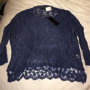LF qed London blue sweater with lace bottom