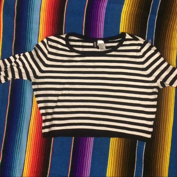 H&M Striped Crop Sweater
