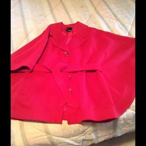 Brilliant red Takara coat/cape.