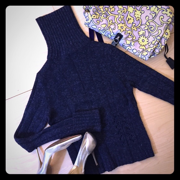 Heather Navy Blue Turtleneck Sweater