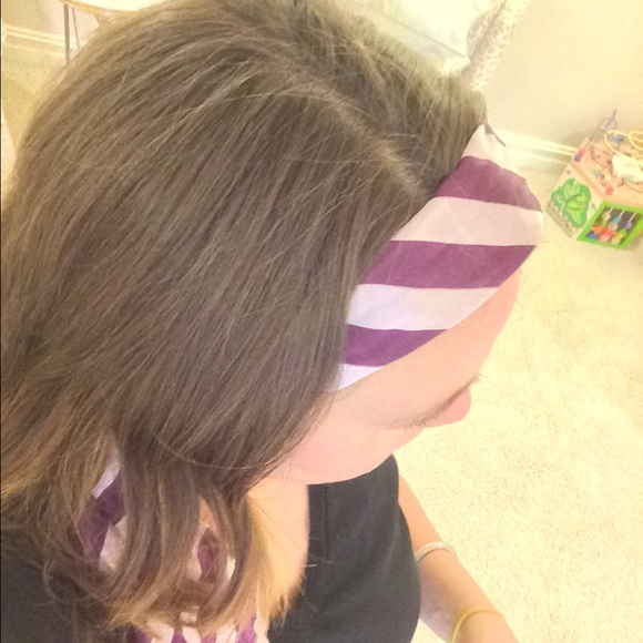 Purple striped head scarf