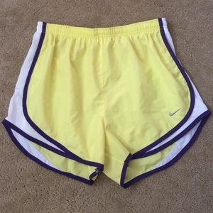 Nike Neon Yellow and Purple Running Shorts