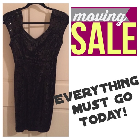 GUESS Black Snakeskin Sequin Dress