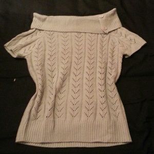 Off the shoulder short sleeve sweater