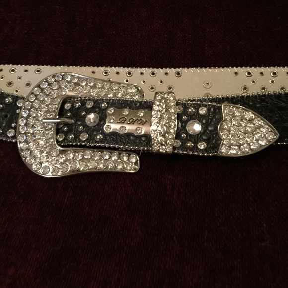 Rhinestone leather belt