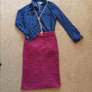 Sequined Raspberry Pencil Skirt