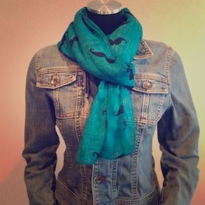 Teal mustache scarf