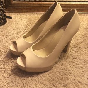 Nude Peep Toe Pumps