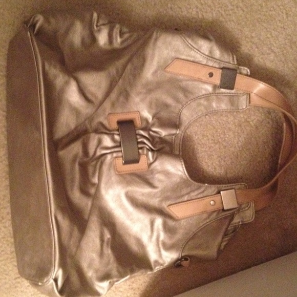 Gold metallic satchel handbag