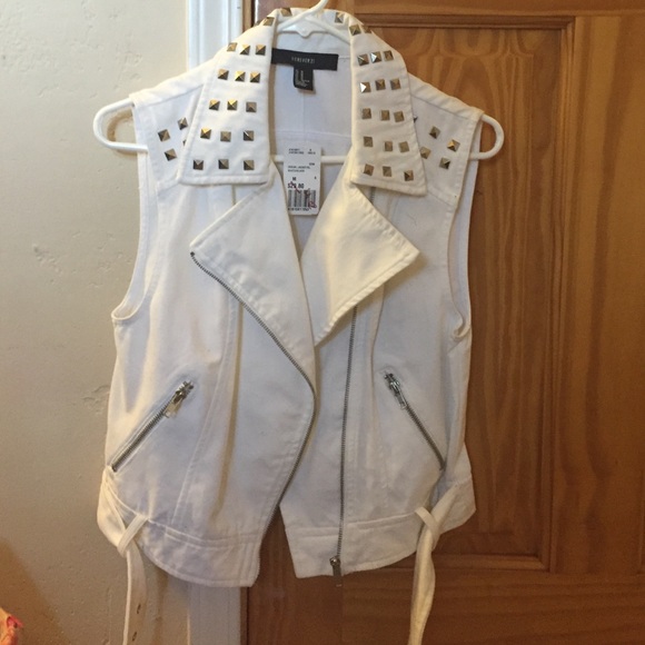 White studded motorcycle vest