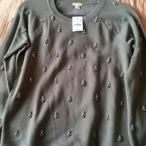 Gray Jcrew Embellished Sweater
