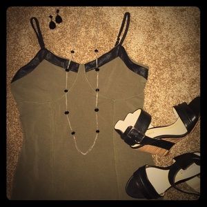 EXPRESS army green/black trim tank top