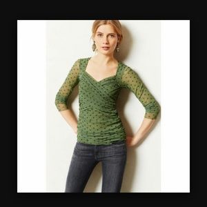 Anthropologie Mesh Lace Dottie Top
