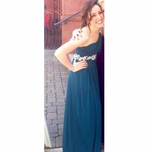 Teal floor length dress