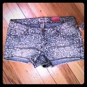 Mudd Leopard Blue Jean Shorts